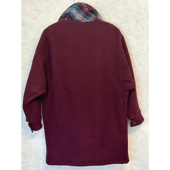 Woolrich Woman Vintage Wool Shacket Burgandy Blue Size S - Picture 12 of 13